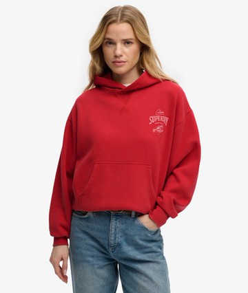 Superdry Women's Heritage Hamptons Hoodie Red Size: 4