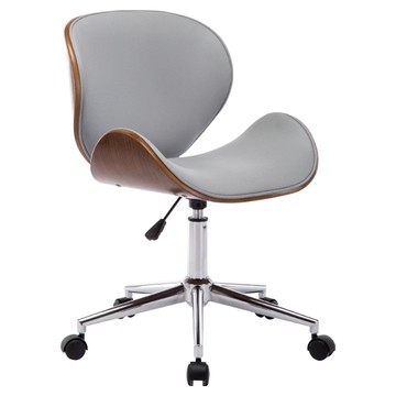 E-home 賽多納可調式曲木電腦椅  防水PU皮  透氣親膚  美國A級氣壓棒  電鍍金屬五爪腳  51.5 x 51.5 x 79-91cm  灰色