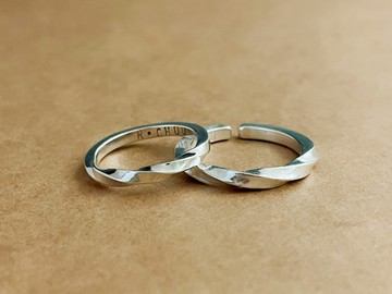 扭轉銀戒/純銀戒指/情侶對戒/手作金工/客製化商品