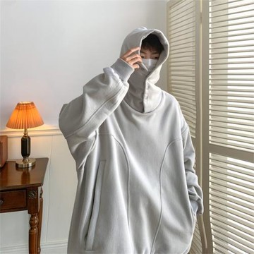 連帽高領540g重磅衛衣oversize高街男原創小眾胖子大碼連帽衫外套