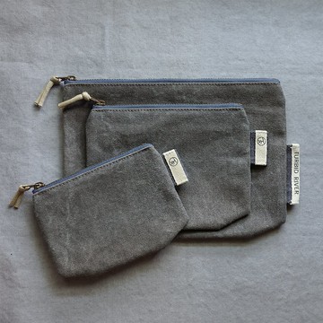 地質系 土塊 | 土碳灰 | 水洗帆布零錢包 收納包 萬用 | 三尺寸