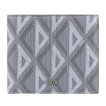 Christian Dior CD Diamond 滿版花紋皮革對折八卡短夾.灰