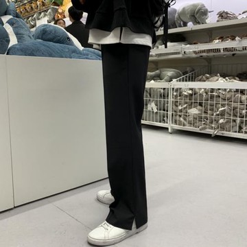 MRCYC秋季墜感西褲男寬松韓系潮流闊腿直筒褲休閑長褲垂感西裝褲