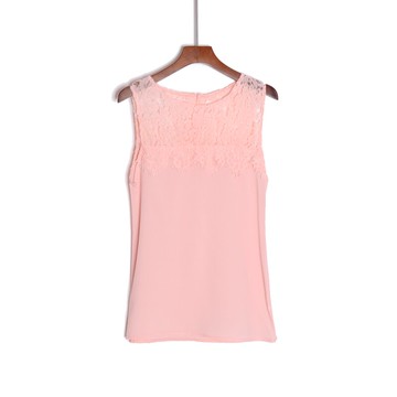 女裝修身背帶背心純色蕾絲拼接鏤空通勤上衣服顯瘦