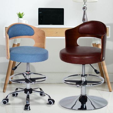 實木吧臺椅升降現代簡約高腳凳子酒吧椅前臺椅美容美甲化妝凳子