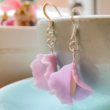 客製香豌豆花耳環 配純銀耳勾