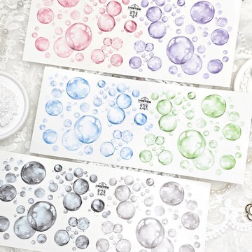 ：夢幻泡泡 (Gray / lovely / fresh)：霧面透明貼紙