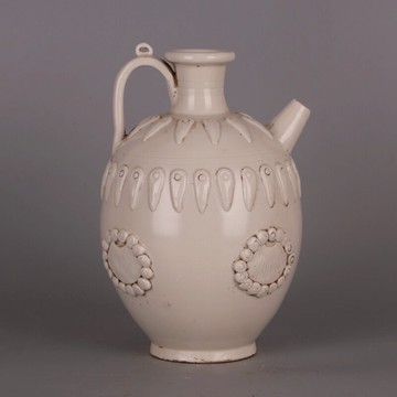 宋 邢窯白釉鑲鼓釘執壺 仿出土瓷器古玩古董博古架裝飾收藏擺件