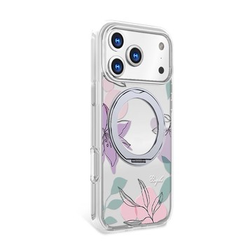 apbs 17/16/15/14/13 軍規360旋轉磁吸立架手機殼-奼紫嫣紅