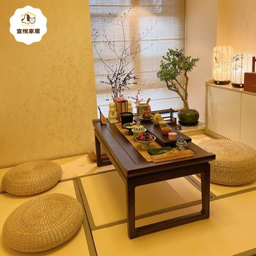 【臺灣公司 可打統編】免運 日式桌椅組 榻榻米桌椅組  新中式茶桌椅組合現代簡約桌榻榻米禪意功夫泡茶臺定制黑胡桃木 可開發票 全館八折 工廠現貨直銷 新品特價 y1001