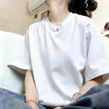 【純棉圓領】牛仔藍短袖T恤 女款 夏季 加大碼 寬鬆 休閒 百搭 韓版 套頭上衣 短袖上衣 上衣短袖