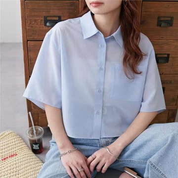 享受舒適~DC家爆款回歸 抗皺免燙可再生環保纖維清涼垂墜短款襯衫