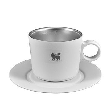 The DayBreak STANLEY 晨光時刻 雙層不鏽鋼卡布奇諾咖啡杯盤組 /晨霧白