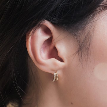 【MIESTILO】雙環小鑽 純銀耳環｜品牌經典熱銷 圈圈耳環 氣質百搭