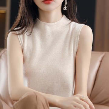 三季可穿！羊毛半高領無袖背心女顯瘦內搭針織衫洋氣吊帶打底衫