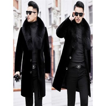 貂皮大衣男整貂冬新款加厚長款仿貂皮中年皮草外套高檔水貂絨大衣