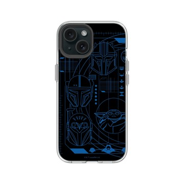 iPhone 15 Clear 透明 - 迪士尼-星際大戰 Star Wars - 曼達洛人-線稿風格