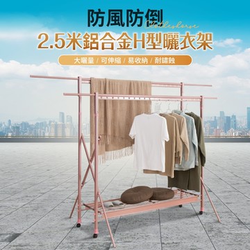 【好氣氛家居】2.5米鋁合金H型防風曬衣架(兩色可選)