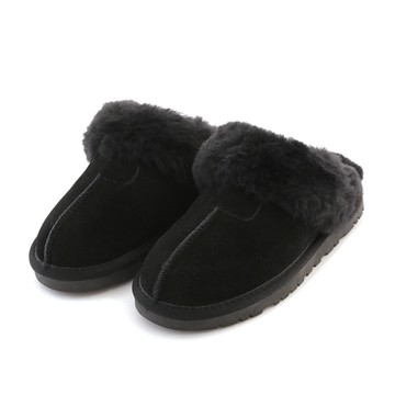 D+AF 俏皮雪寶．真皮羊毛雪靴拖鞋＊黑