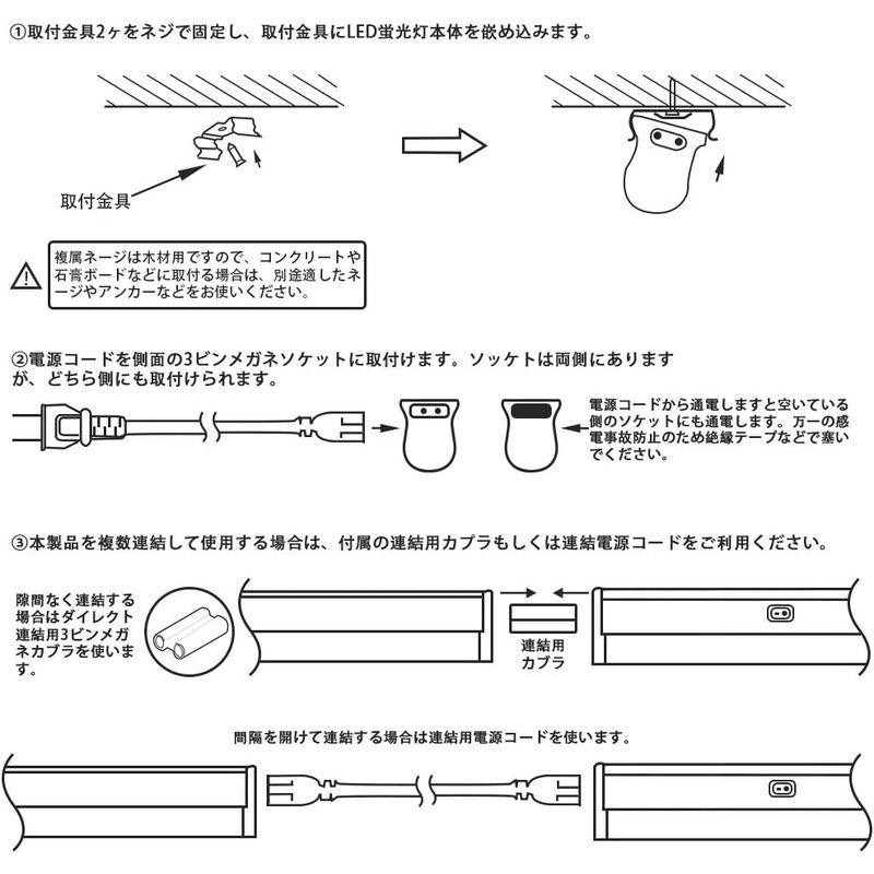 スイッチ付器具一体型LED蛍光灯 40W形長さ117cm 6000K昼光色 2200