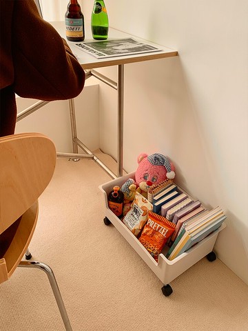 書箱 書本收納箱 桌下書本收納盒 學生教室用書箱帶滑輪可移動桌下書本書包收納盒書籍整理裝書神器【MJ22786】