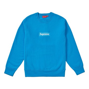 Supreme Box Logo Crewneck Bright Royal Classic Round Neck Pullover Fleece Lined Unisex Blue