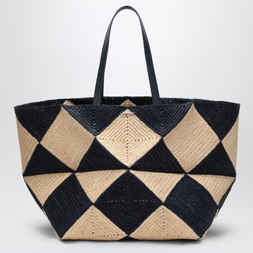 Puzzle Fold Tote XXL natural/navy raffia bag