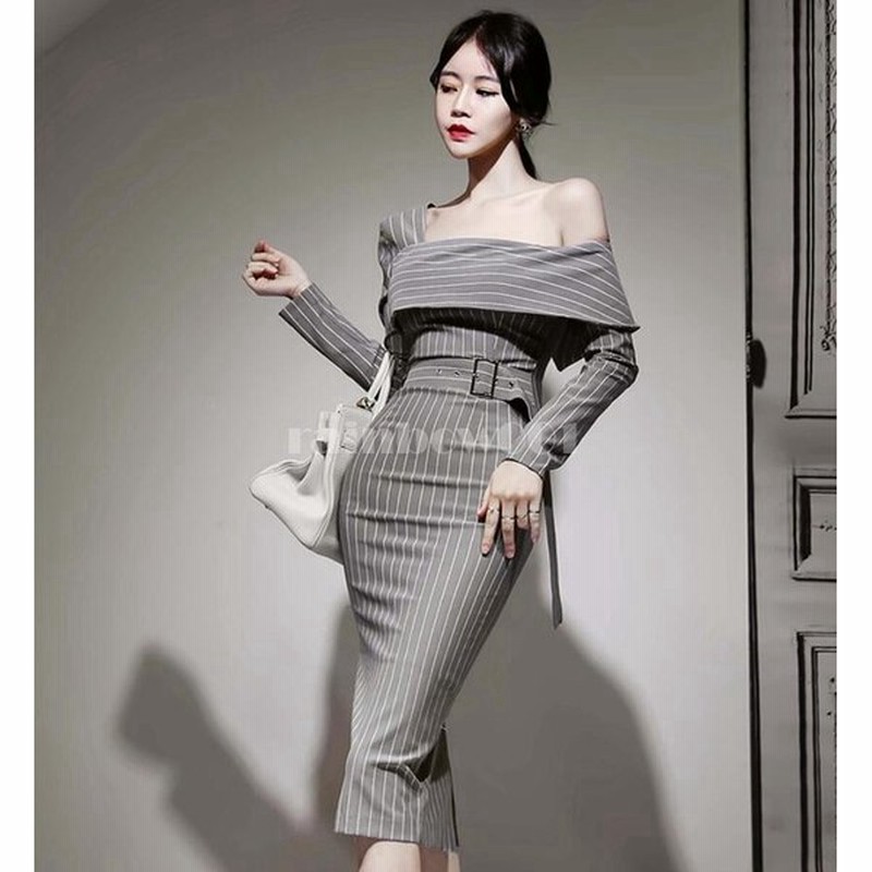 タイトワンピース オフショルダーワンピース ミモレ丈ドレス パーティードレス 結婚式 ナイトドレス 二次会 韓国風 披露宴 代 30代 40代 通勤 Ol 通販 Lineポイント最大0 5 Get Lineショッピング