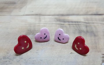 小愛心  陶瓷耳環
