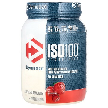 Dymatize, ISO100® Hydrolyzed，全分離乳清蛋白，草莓味，1.34 磅（610 克）