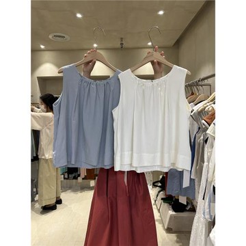 2025夏季新款韓版寬松圓領簡約通勤氣質顯瘦百搭棉麻無袖背心上衣