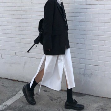 韓國chic復古暗黑系套裝女港風秋裝西裝外套+襯衫連衣裙1入