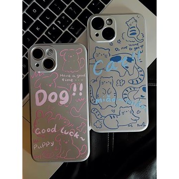 小奶貓小狗狗適用蘋果12/13/14proMax電鍍手機殼iPhone11/15可愛