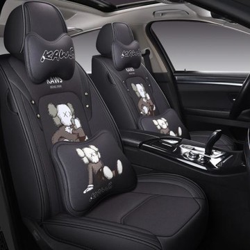 kaws汽車座套四季通用全包圍坐墊可愛卡通座椅套冬季亞麻座墊女神