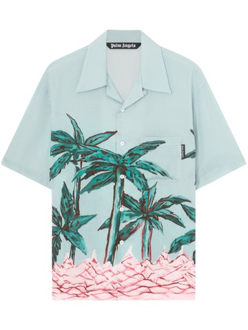 Palm Angels - Palms Row button-up bowling shirt - men - Viscose/Polyester - 46 - Blue