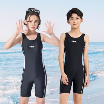 初學者兒童泳衣女童速干專業訓練男孩中大童連體平角競速運動泳衣