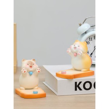 可愛小貓創意手機支架桌面ipad平板支撐架手機架床上桌面ipad卡通追劇好物床頭懶人創意擺件支架簡約小擺設女