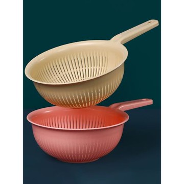特厚帶手柄塑料淘米盆籃子淘米籮廚房長柄洗米器篩洗菜盆瀝水籃