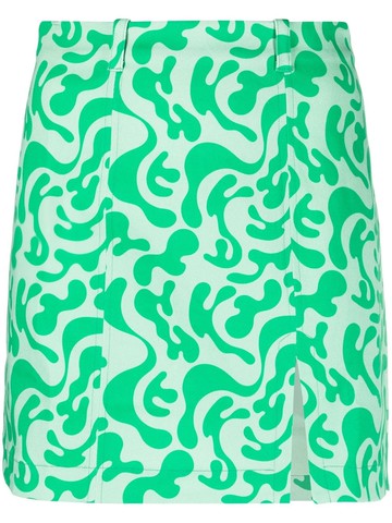 MIYETTE - graphic-print short skirt - women - Cotton/Elastane - S - Green