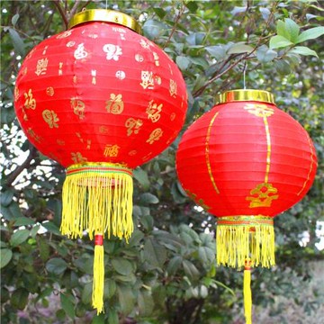 新年春節大紅燈籠戶外防水防曬絨布燈籠裝飾節日布置長圓百福燈籠