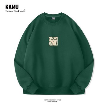 港風潮牌簡約印花衛衣男2024早秋季新款休閑圓領男裝寬松上衣服