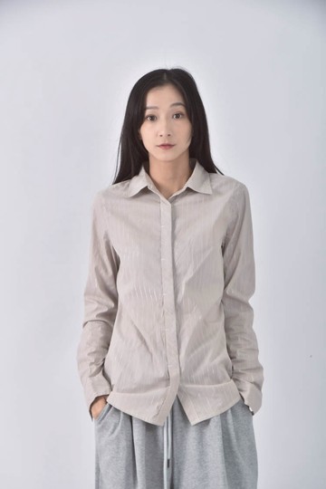 (S) net棉質條紋棕色長袖上衣