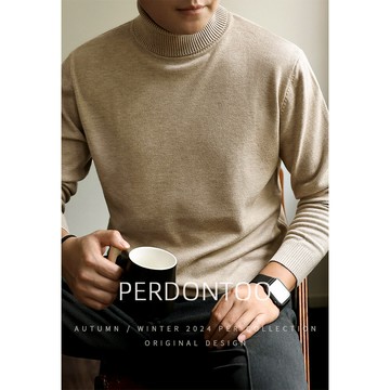 26支雙股高彈纖柔紗毛衣男款秋冬季高領針織衫保暖內搭抗起球上衣