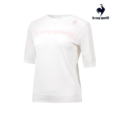【LE COQ SPORTIF 法國公雞】女款白色休閒經典短袖線衫LWT22305