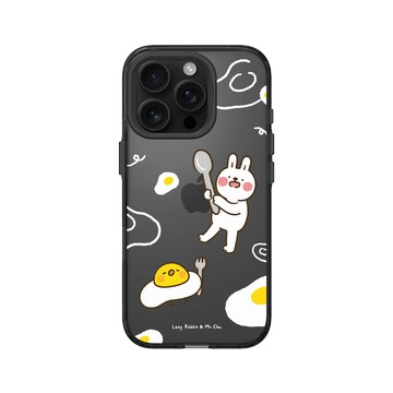 iPhone 16 Pro Clear (相機按鈕) 酷墨灰 - 懶散兔與啾先生 Lazy Rabbit and Mr.Chu - 荷包蛋