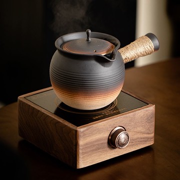 罐茶煮茶器圍爐煮茶壺烤奶茶罐陶罐側把粗陶家用茶爐電陶爐套裝