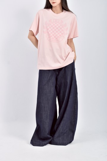 (L) burberry質感棉質純棉粉色短袖上衣