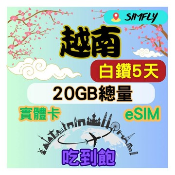 SIMFLY 越南 5天內高速20GB量到降速吃到飽