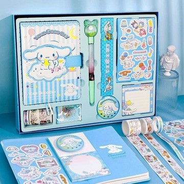 【臺灣-出貨】手賬本套裝禮盒可愛小學生三麗鷗兒童文具玉桂狗禮品賬本女孩禮物