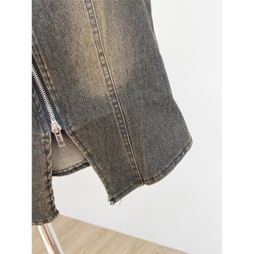 2025夏季新款韓版chic復古做舊收腰開叉露肩無袖牛仔抹胸背心女潮